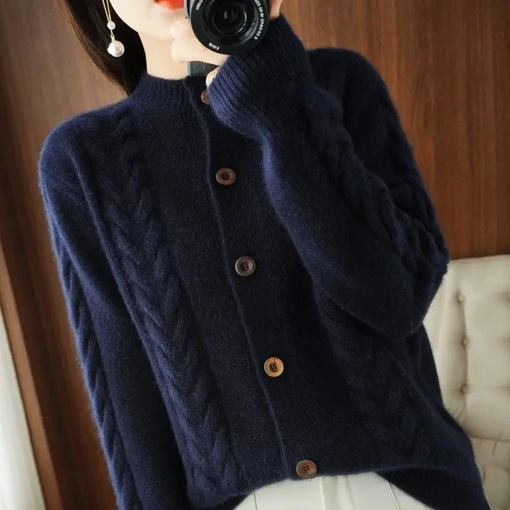 Cable Knit Wool Cardigan