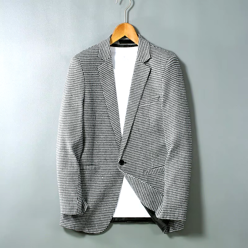 Houndstooth Wool Blazer
