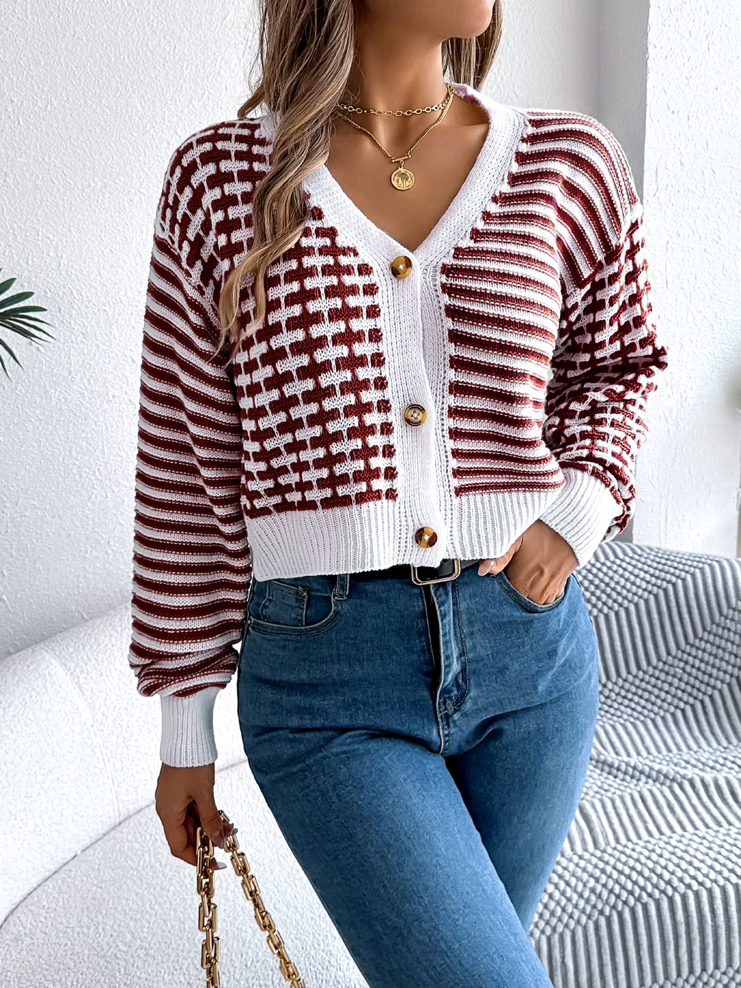 Anne Klein Stripe Cardigan
