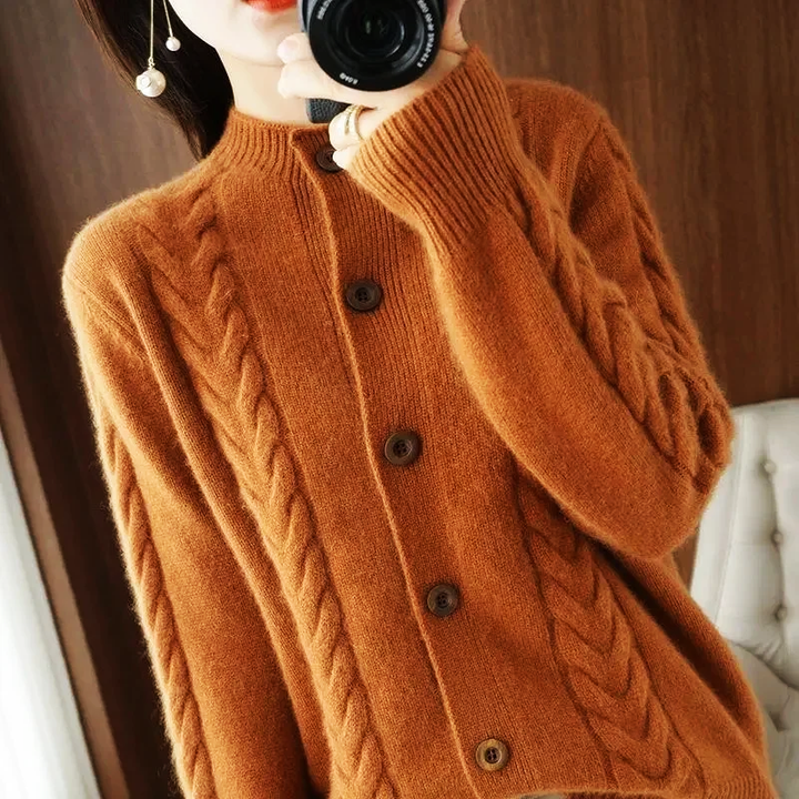 Cable Knit Wool Cardigan