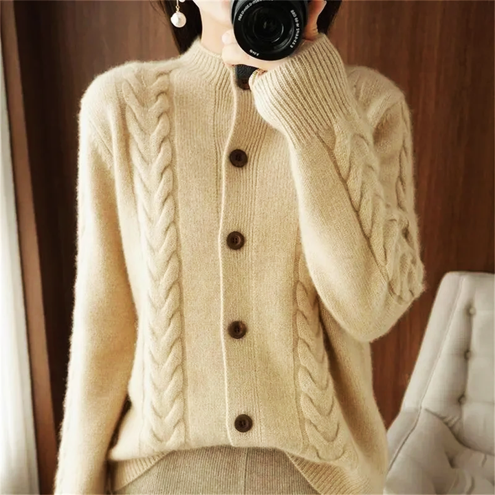 Cable Knit Wool Cardigan