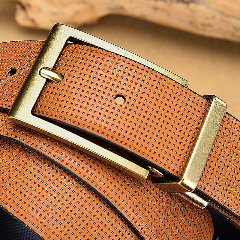 Fleck Reversible Leather Dot Pattern Belt For Men