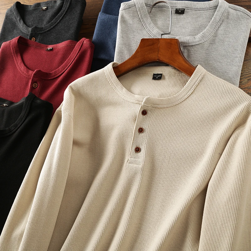 Waffle Knit Henley Tee