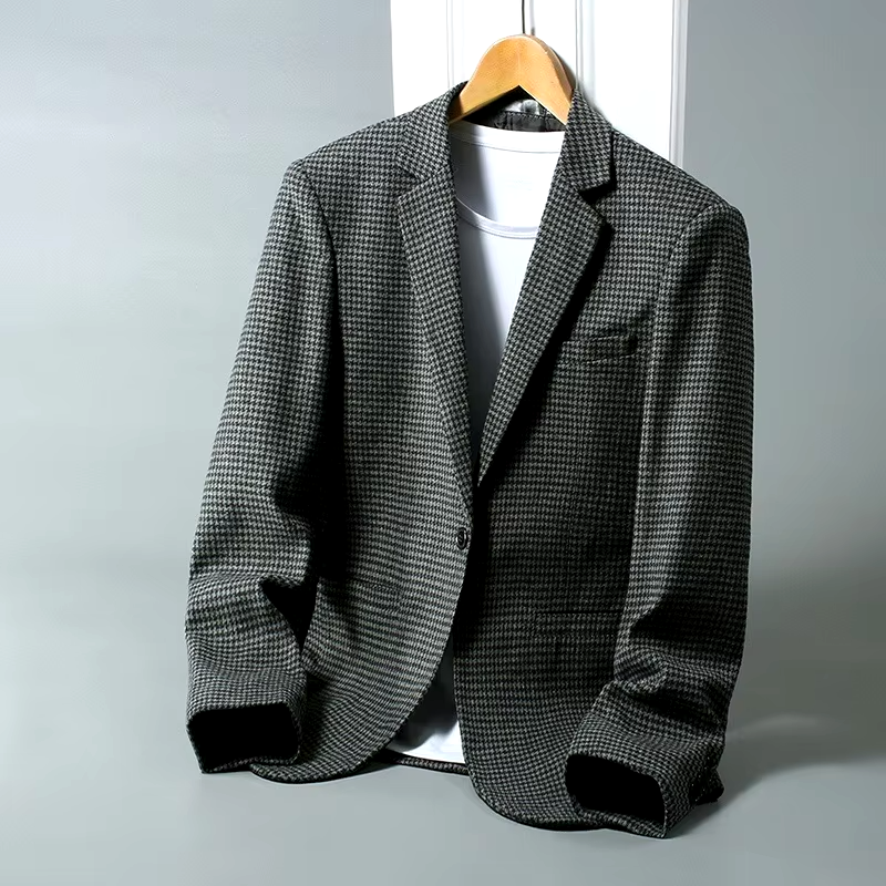 Houndstooth Wool Blazer