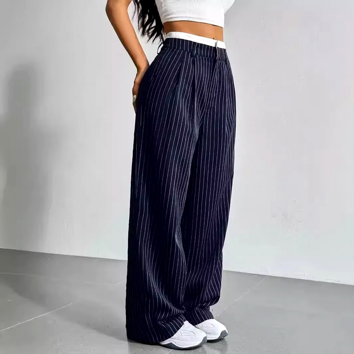 Mira Striped Wide-Leg Pant