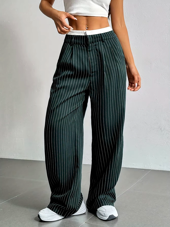 Mira Striped Wide-Leg Pant