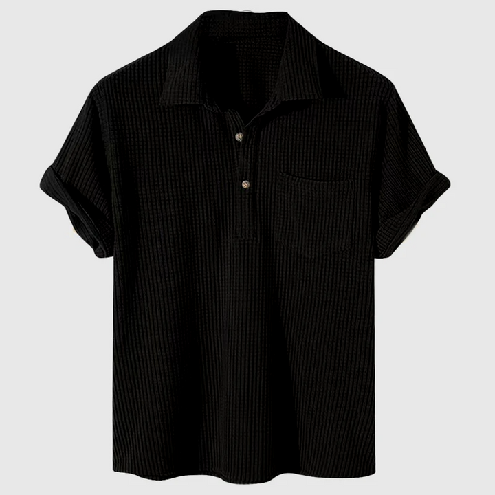 Waffle Textured Knit Polo Shirt
