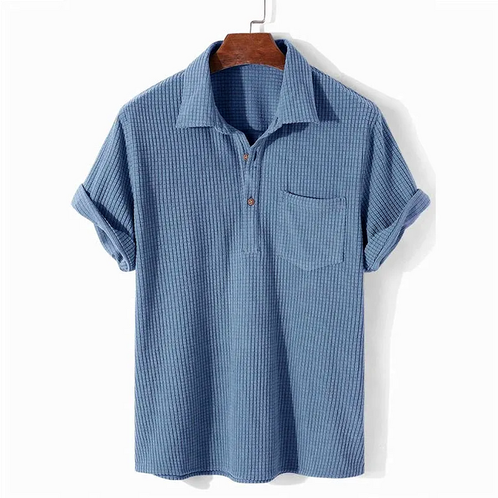 Waffle Textured Knit Polo Shirt