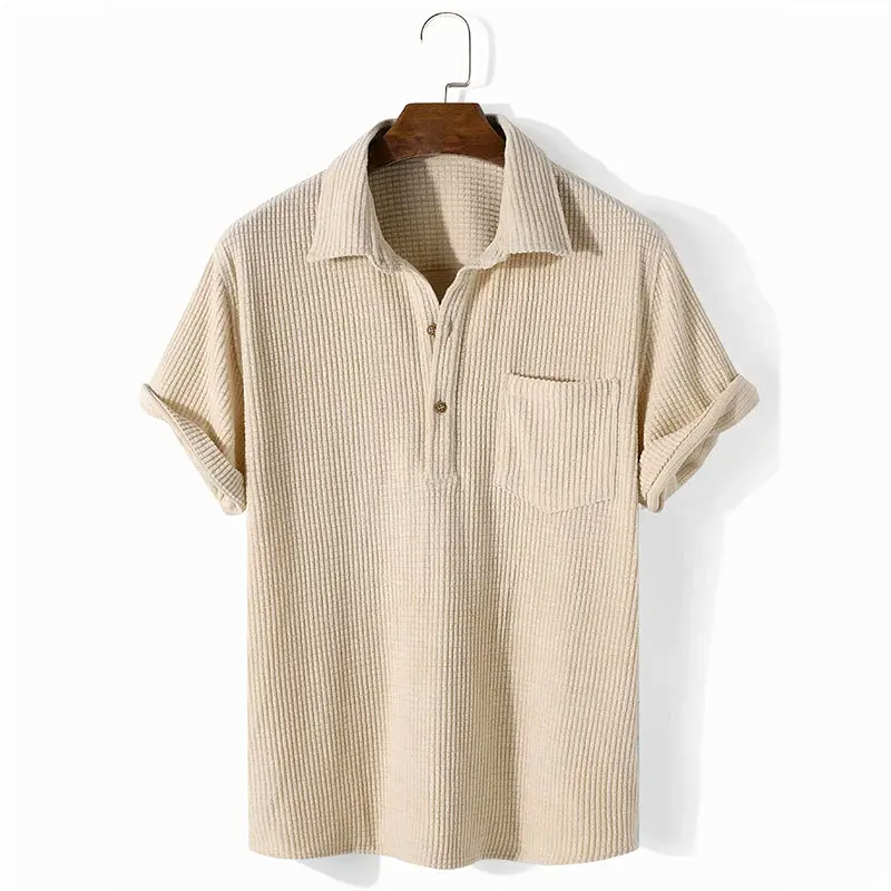 Waffle Textured Knit Polo Shirt