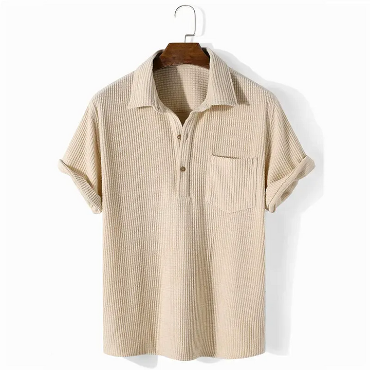 Waffle Textured Knit Polo Shirt