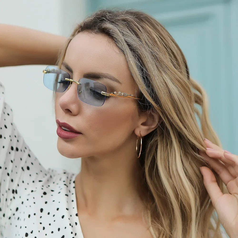 Panther Rimless Gold Sunglasses