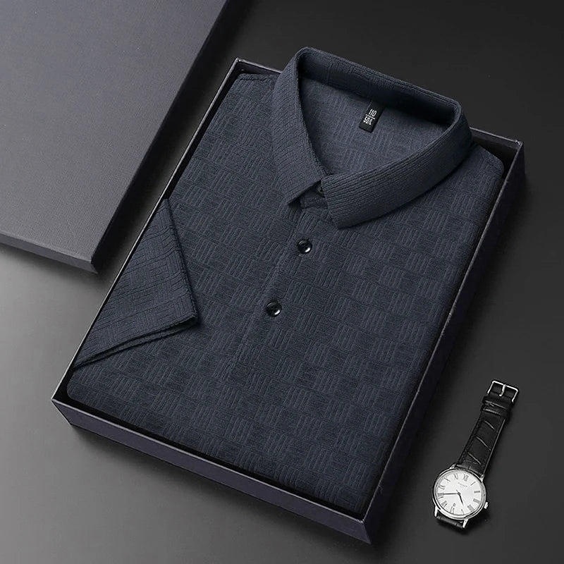 Textured Cotton Hemp Polo Shirt