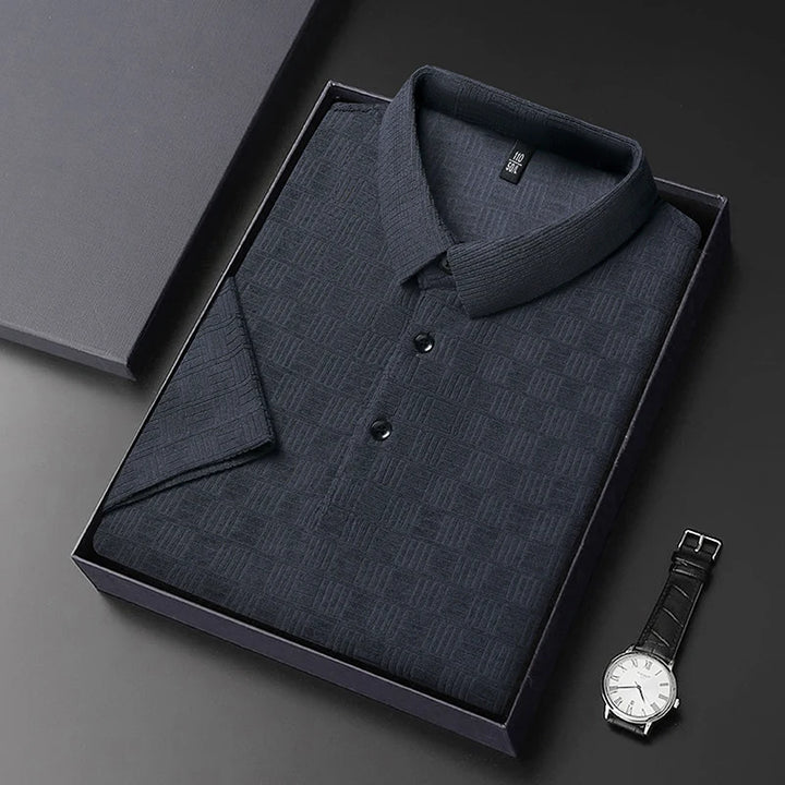 Textured Cotton Hemp Polo Shirt