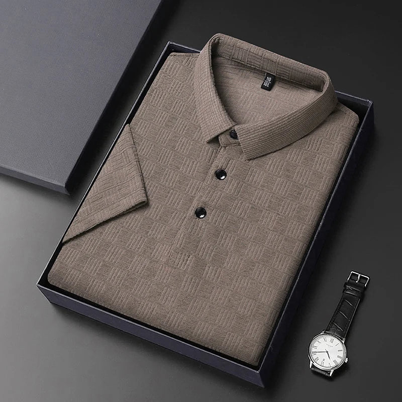 Textured Cotton Hemp Polo Shirt