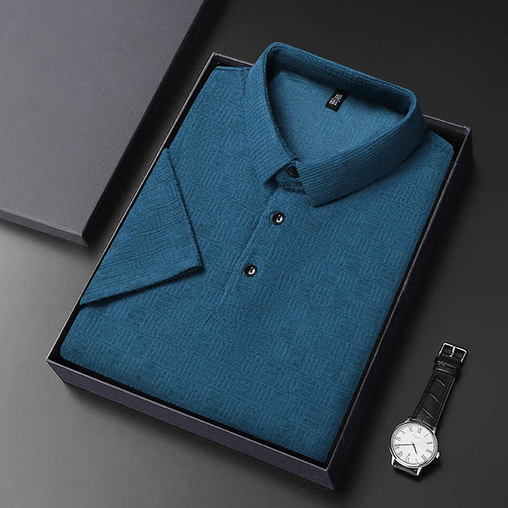 Textured Cotton Hemp Polo Shirt