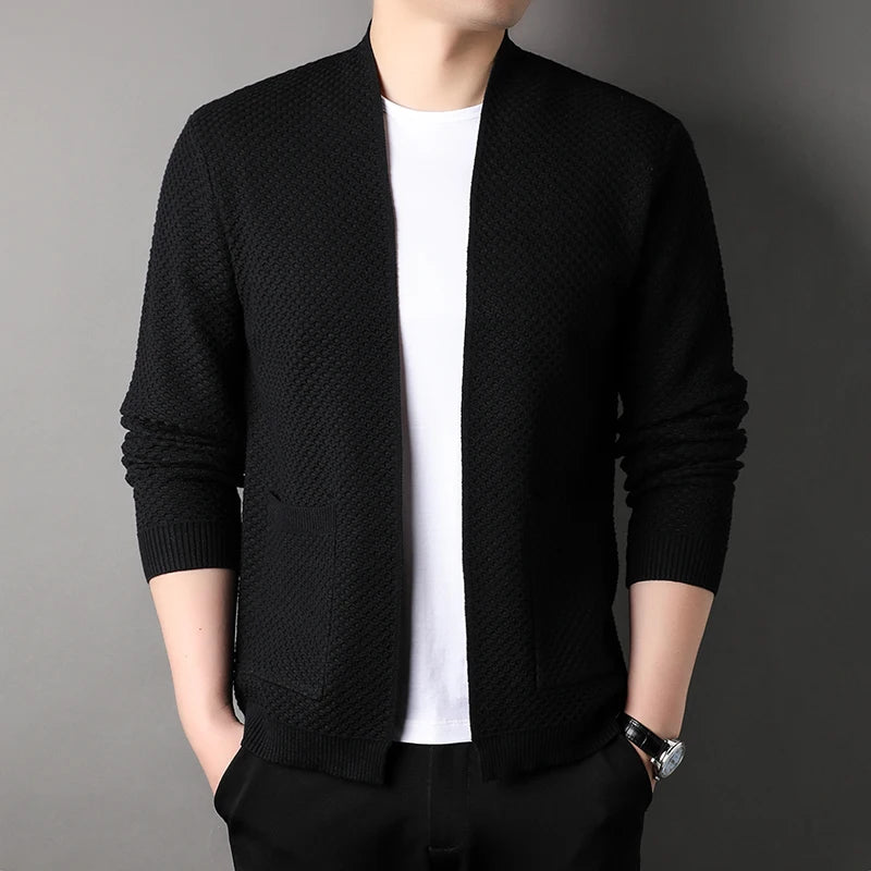 Waffle Knit Merino Jacquard Cardigan