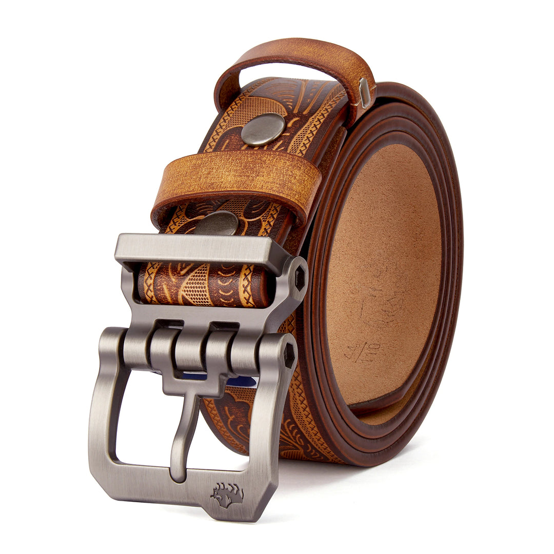 Exquisite Leather Carved Detail Belt