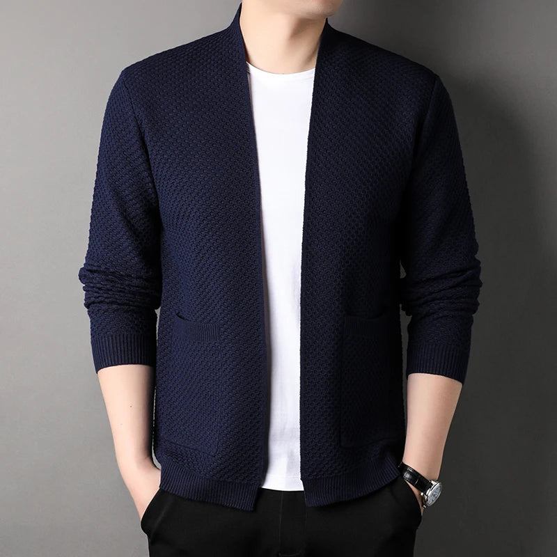 Waffle Knit Merino Jacquard Cardigan
