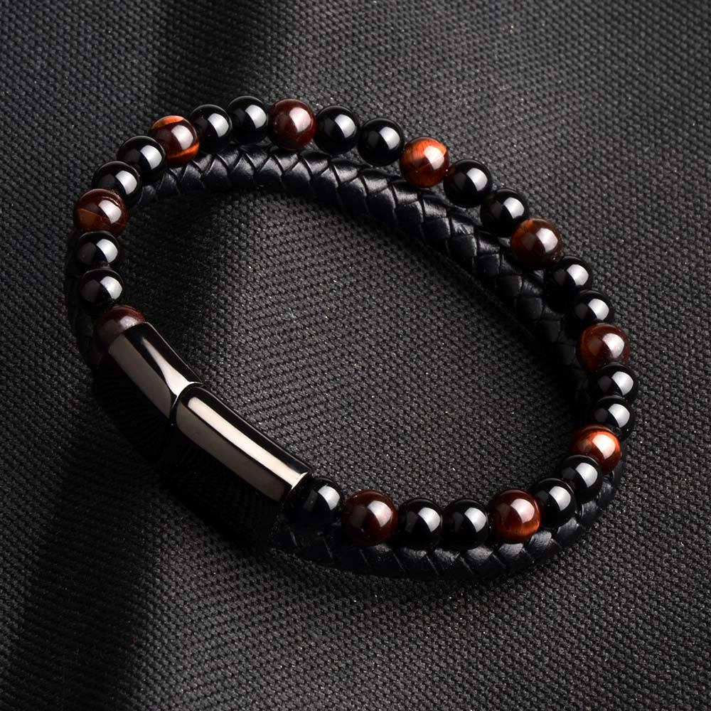 Luxe Tiger Eye Leather Bracelet