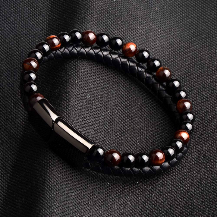 Luxe Tiger Eye Leather Bracelet