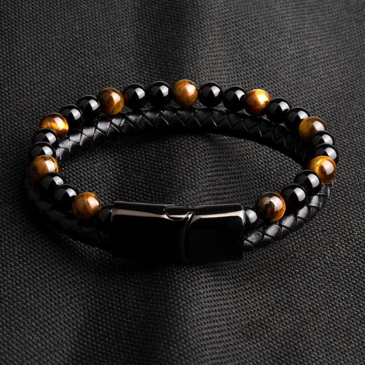 Luxe Tiger Eye Leather Bracelet