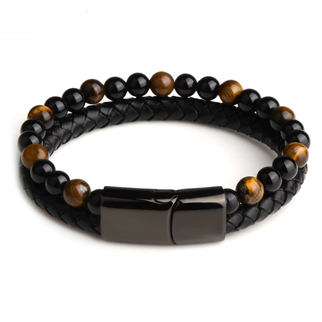 Luxe Tiger Eye Leather Bracelet