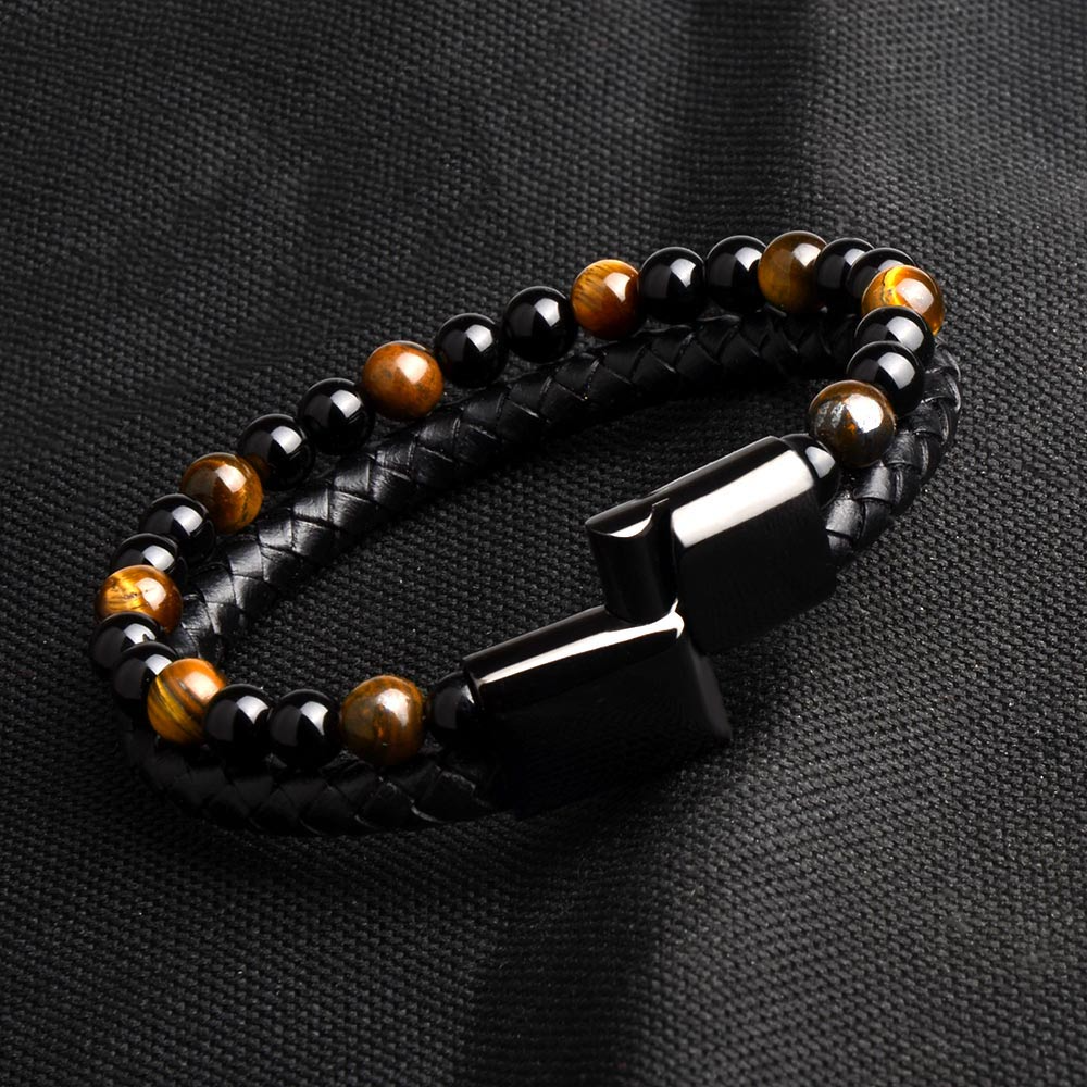 Luxe Tiger Eye Leather Bracelet
