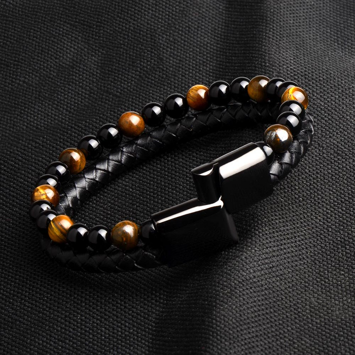 Luxe Tiger Eye Leather Bracelet