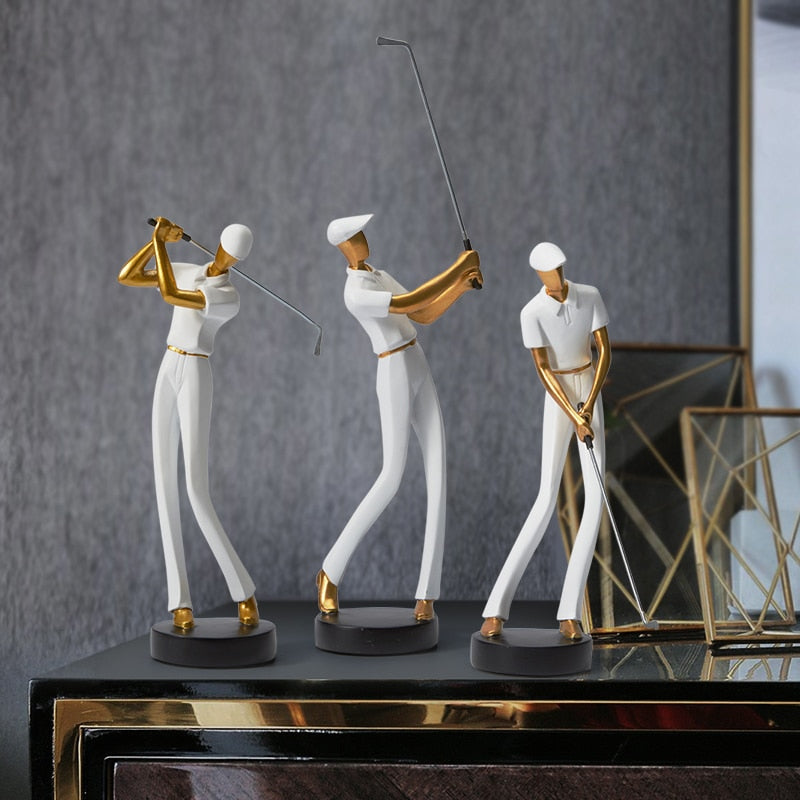 Modern Swinging Golfer Figurines